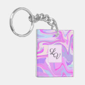 マーブルピンクパープルターコイズ キーホルダー (正面左)