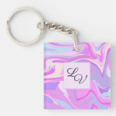 マーブルピンクパープルターコイズ キーホルダー (正面)