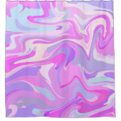 マーブルピンクパープルターコイズ シャワーカーテン (正面)