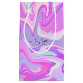 マーブルピンクパープルターコイズ スモールペーパーバッグ (正面)