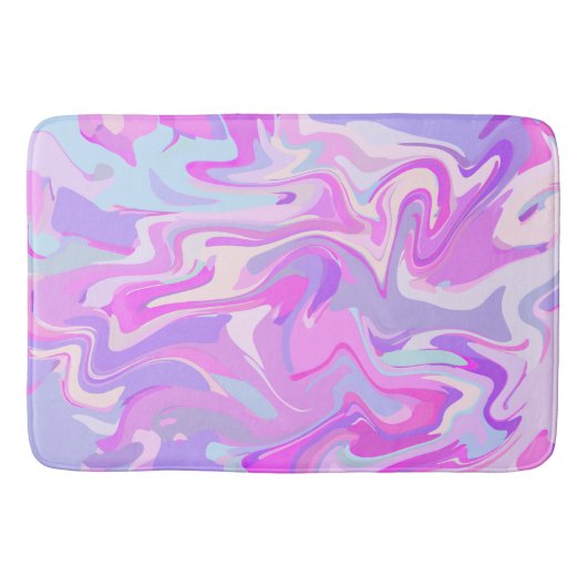 マーブルピンクパープルターコイズ バスマット (正面)