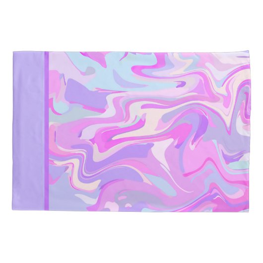 マーブルピンクパープルターコイズ 枕カバー (裏面)