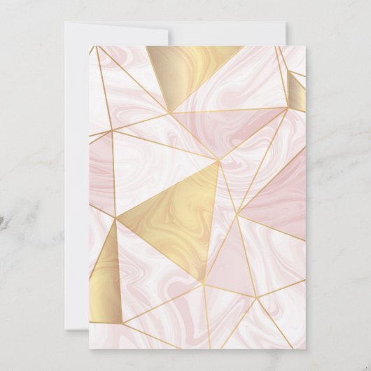 マーブルピンク金ゴールドホワイトガールベビーシャワー招待状 招待状 (裏面)
