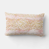 マーブルピンク金ゴールド紙吹雪スパークル ランバークッション (裏面)