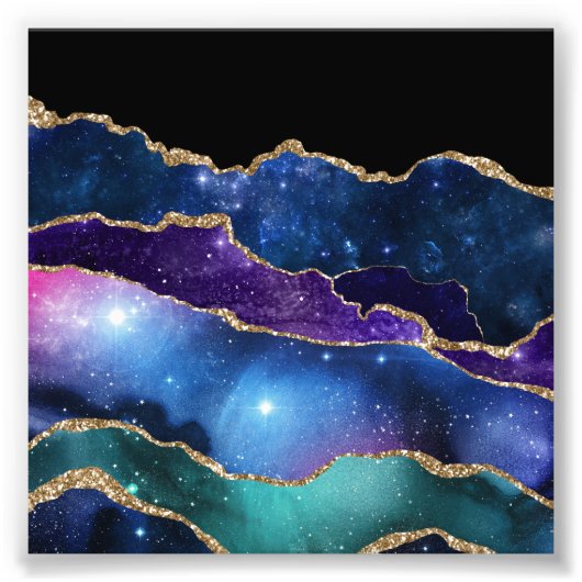 マーブルフェイクアゲートストーン銀河系スパークリー輝く フォトプリント            (正面)