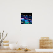 マーブルフェイクアゲートストーン銀河系スパークリー輝く ポスター (キッチン)