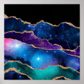 マーブルフェイクアゲートストーン銀河系スパークリー輝く ポスター (正面)