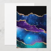 マーブルフェイクアゲートストーン銀河系スパークリー輝く 招待状 (正面/裏面)