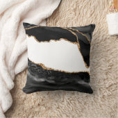 マーブルフェイクアゲートブラックストーンスタイリッシュラグジュアリー金ゴールド クッション (ブランケット)