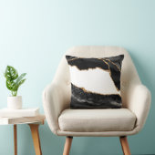 マーブルフェイクアゲートブラックストーンスタイリッシュラグジュアリー金ゴールド クッション (椅子)