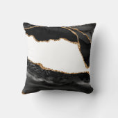 マーブルフェイクアゲートブラックストーンスタイリッシュラグジュアリー金ゴールド クッション (裏面)