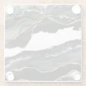 マーブルフェイクアゲートブラックストーンラグジュアスタイリッシュリー ガラスコースター (裏面)