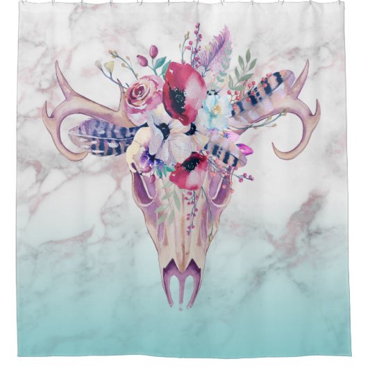 マーブルフェイクグラデーション&ボカラフルホスカル シャワーカーテン (正面)