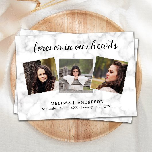 マーブルフォーエバー我々のハート悔やみや弔慰葬儀 サンキューカード