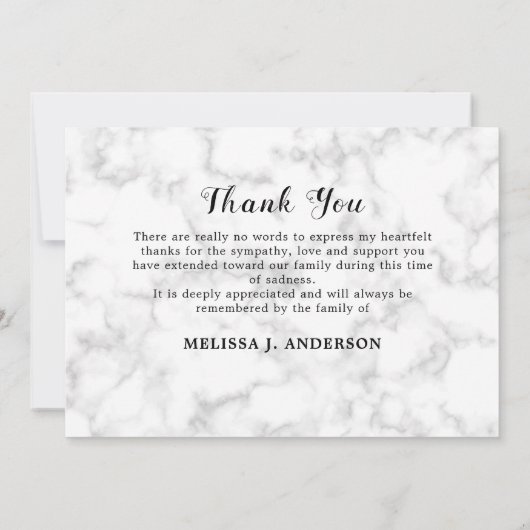 マーブルフォーエバー我々のハート悔やみや弔慰葬儀 サンキューカード (裏面)