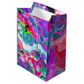 マーブルフカラフルルードアート誕生日 ミディアムペーパーバッグ (正面アングル)