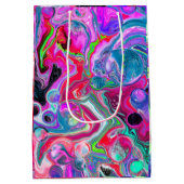 マーブルフカラフルルードアート誕生日 ミディアムペーパーバッグ (裏面)