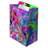 マーブルフカラフルルードアート誕生日 ミディアムペーパーバッグ (裏面アングル)