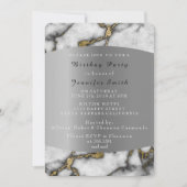 マーブルブラック金ゴールドシルバーグレーイベント誕生日パーティー 招待状 (正面)