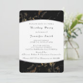 マーブルブラック金ゴールドバースデーパーティーシルバー 招待状 (スタンド正面)