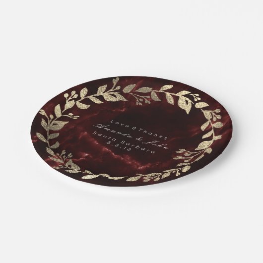 マーブルブルゴーニュカスタム金ゴールドフローラリースVIP ペーパープレート (アングル)