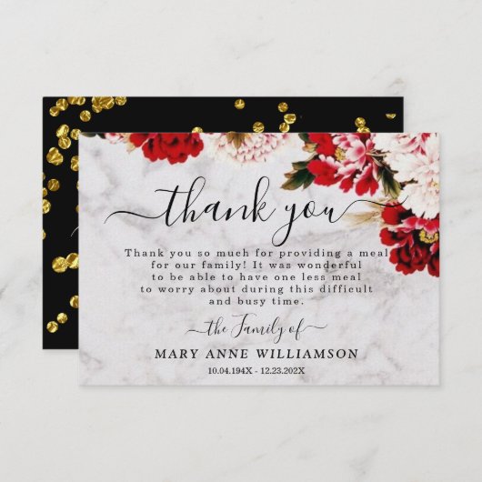 マーブルブルゴーニュ赤面葬儀食品サンキューカード サンキューカード (正面/裏面)