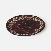 マーブルブルゴーニュ金ゴールドカスタムフローラリースラグジュアリー ペーパープレート (アングル)