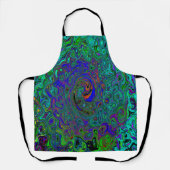 マーブルブルーとアクアマリン抽象芸術レトロスワール エプロン (正面)