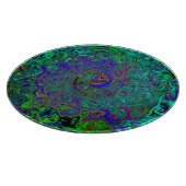 マーブルブルーとアクアマリン抽象芸術レトロスワール カッティングボード (角)