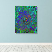 マーブルブルーとアクアマリン抽象芸術レトロスワール キャンバスプリント (インサイチュ (ウッドフロア))