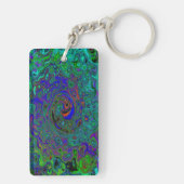 マーブルブルーとアクアマリン抽象芸術レトロスワール キーホルダー (裏面)