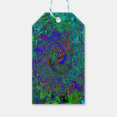マーブルブルーとアクアマリン抽象芸術レトロスワール ギフトタグ (裏面)