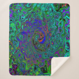 マーブルブルーとアクアマリン抽象芸術レトロスワール シェルパブランケット