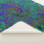 マーブルブルーとアクアマリン抽象芸術レトロスワール シェルパブランケット (3/4)