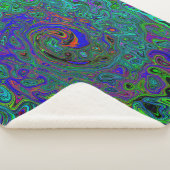 マーブルブルーとアクアマリン抽象芸術レトロスワール シェルパブランケット (3/4)