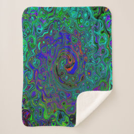 マーブルブルーとアクアマリン抽象芸術レトロスワール シェルパブランケット