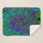 マーブルブルーとアクアマリン抽象芸術レトロスワール シェルパブランケット (正面(横))