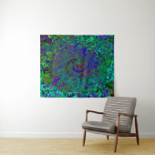 マーブルブルーとアクアマリン抽象芸術レトロスワール タペストリー (インサイチュ(横))