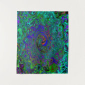 マーブルブルーとアクアマリン抽象芸術レトロスワール タペストリー (正面)