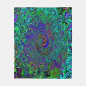 マーブルブルーとアクアマリン抽象芸術レトロスワール フリースブランケット (正面)