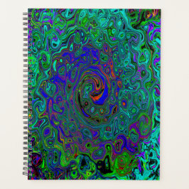 マーブルブルーとアクアマリン抽象芸術レトロスワール プランナー手帳