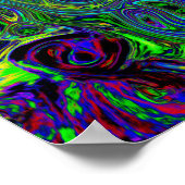 マーブルブルーとアクアマリン抽象芸術レトロスワール ポスター (角)