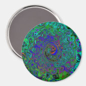 マーブルブルーとアクアマリン抽象芸術レトロスワール マグネット (正面/裏面)