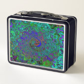 マーブルブルーとアクアマリン抽象芸術レトロスワール メタルランチボックス (裏面)