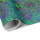 マーブルブルーとアクアマリン抽象芸術レトロスワール ラッピングペーパー (ロールコーナー)