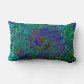 マーブルブルーとアクアマリン抽象芸術レトロスワール ランバークッション (裏面)