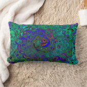 マーブルブルーとアクアマリン抽象芸術レトロスワール ランバークッション (ブランケット)