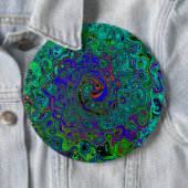 マーブルブルーとアクアマリン抽象芸術レトロスワール 缶バッジ (インサイチュ)