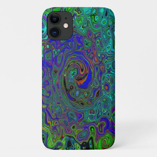 マーブルブルーとアクアマリン抽象芸術レトロスワール Case-Mate iPhoneケース (裏面)