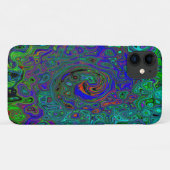 マーブルブルーとアクアマリン抽象芸術レトロスワール Case-Mate iPhoneケース (裏面(横))